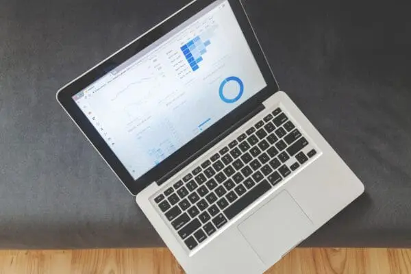 open laptop with GA4 dashboard displayed
