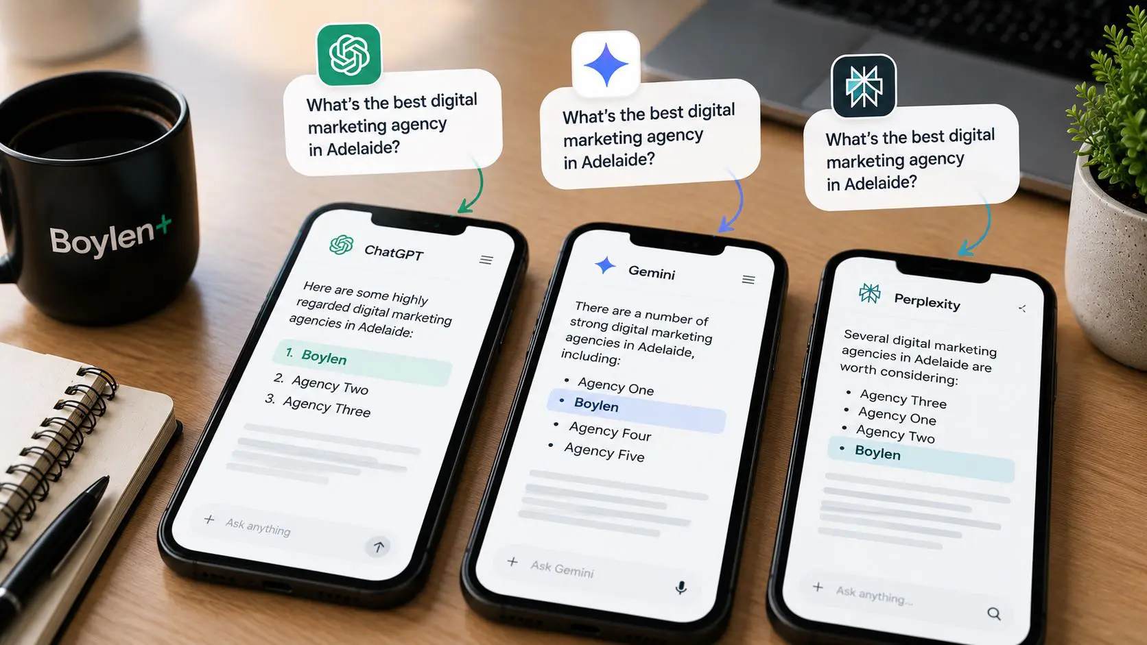 Illustration representing AI visibility tracking across multiple AI platforms
