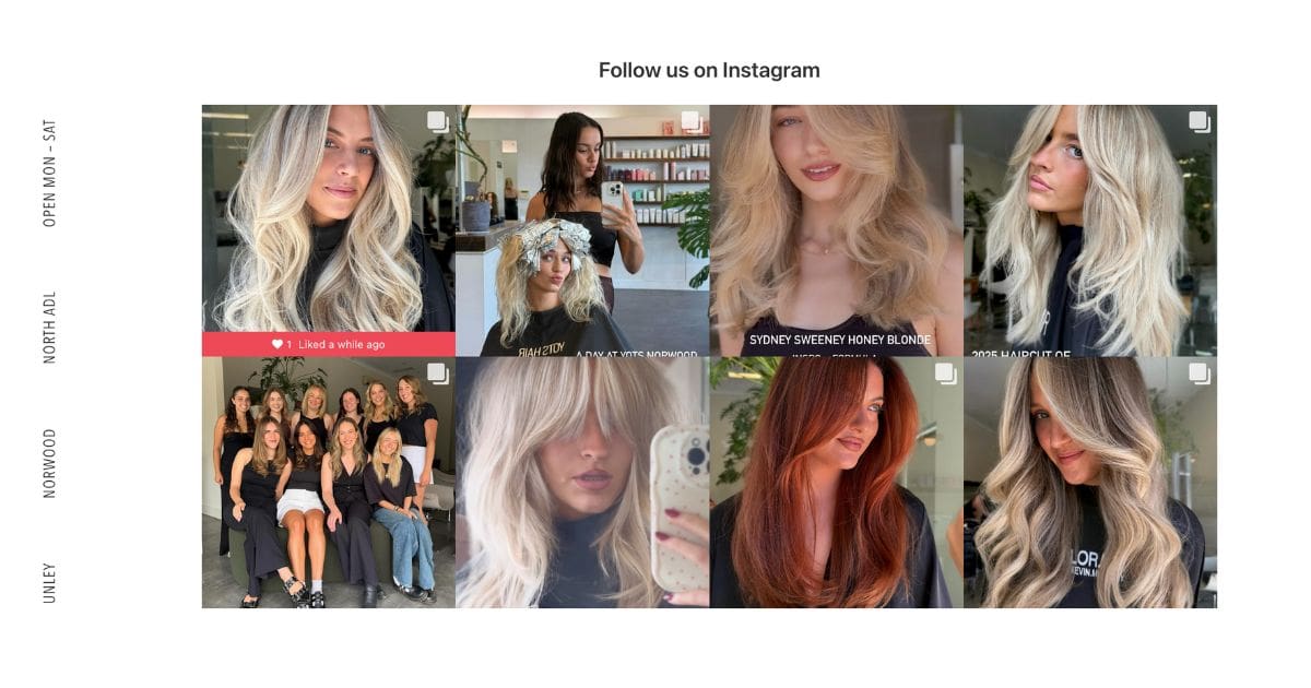 Yots Hair Website Design by Boylen showing embedded Instagram feed for social proof.