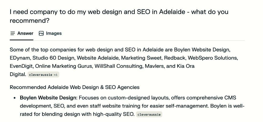 Perplexity AI-generated answer example to natural language question.